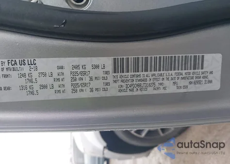 2018 Dodge Journey Se from USA, damaged, VIN 3C4PDCAB8JT310275